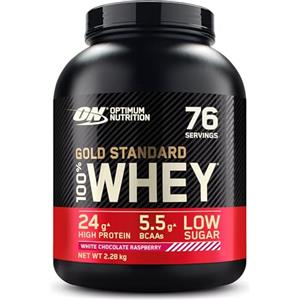 Optimum Nutrition Gold Standard 100% Whey, Proteine, Gusto Cioccolato Bianco e Lampone, 2.28kg, 73 Porzioni