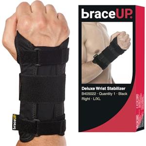 BraceUP Tutore Polso, Tutore Pollice Destro Sinistro Fascia Polso per Polsiera Ortopedica, Polsiera Tendinite, Tutore Mano Tunnel Carpale (Mano Destra, L/XL)