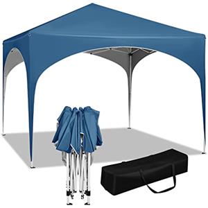 WOLTU Gazebo da Giardino Richiudibile 3x3m Gazebo Esterno in Ferro Regolabile in Altezza Tendone con Soffitto Semicircolare Pieghevole Protezione Solare, Tende per eventi Facile da Montare Blu