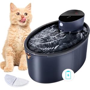 Dhohoo Fontanella per Gatti senza Fili 2,5L Fontana per Gatti Super Silenziosa 4000 mAh Fontanella Gatti Batteria Fontanella Gatto con Sensore di Movimento Dispenser Acqua Gatti Ricaricabile -senza BPA, Nero