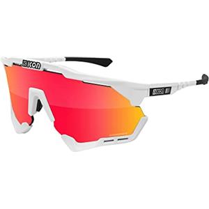 Scicon Sports Aeroshade Occhiale Sportivo Ciclismo (Bianco Lucido/Rosso Specchiato)