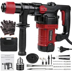 Risegun Martello Demolitore SDS-Plus 1300W, 6J Martello Perforatore con 6 velocità 4000RPM, SDS Plus Mandrino Autoserrante, Trapano elettrico 4 in 1 per professionisti e appassionati del fai da te