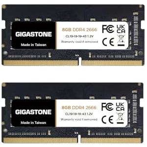 Gigastone 【DDR4 RAM Solo Notebook】GIGASTONE 16GB Kit(2x8GB) DDR4 2666MHz (2400MHz or 2133MHz) PC4-21300 (PC4-19200/17000) CL19 1.2V SODIMM 260pin Memoria notebook-Unbuffered Non-ECC, alte prestazioni