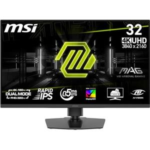 MSI MAG 322URDF E16 Monitor Gaming 32" 4K UHD 3840x2160 Rapid IPS 0,5ms DisplayHDR 400 Protezione Occhi AI Vision Dual-Mode HDMI 2.1 DP 1.4a Supporto Regolabile Inclinazione/Altezza - Nero