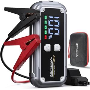 VoltSurge Booster Avviamento Auto, Avviatore di emergenza, 6000A Avviatore Emergenza per Auto Fino a 8.0L Benzina o 6.0L Diesel, 12V Jump Starter, Uscita USB Rapida, Torcia a LED (6000A)
