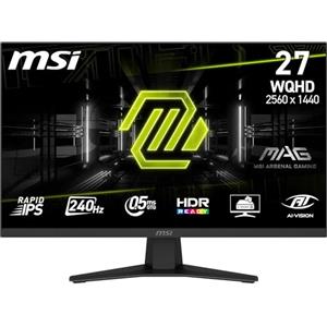 msi MAG 274QF X24 Monitor Gaming 27" WQHD - 2560x1440 Rapid IPS, 240Hz, 0,5ms, HDR Ready - AMD FreeSync Premium, Eye Care, AI Vision, HDMI 2.0b, DP 1.4a, Supporto Inclinabile, VESA Mount, Nero