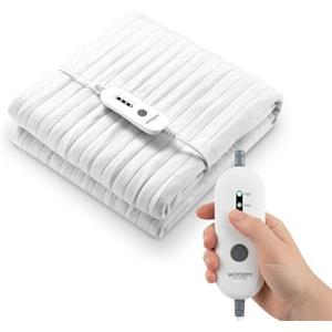 Wintem Comfy Coprimaterasso Termico Scaldaletto Coperta Termica Elettrica con 4 livelli di Temperatura, Telecomando e Timer 8h, Singola 150x80 cm