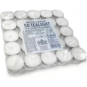 Cereria Di Giorgio - 50 Tealight - Diametro 3.7 cm Altezza 1.15 cm - Colore Bianco Cloud - Durata 3 ore - Non profumate