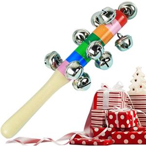 Générique Bastone a campane - Sonaglio per bambini colorato e strumento musicale educativo precoce | Manico in legno con campanelli in metallo per adulti e feste Karaoke | Regalo divertente per