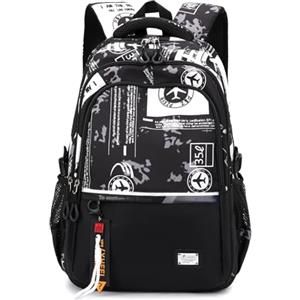 Amythe Zaino Scuola Superiore e Media per Ragazzi, Zainetto Università Leggero e alla Moda, Zaini Uomo Pc 16 Pollici, Borsa Scuola Casual per Adolescenti -Nero