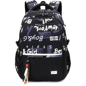 Amythe Zaino Scuola Superiore e Media per Ragazzi, Zainetto Università Leggero e alla Moda, Zaini Uomo Pc 16 Pollici, Borsa Scuola Casual per Adolescenti -Nero