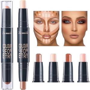 UZYXC Doppia Testa Contouring e Illuminante Viso - Bronzer Essence 4 Tonalità, Effetto Naturale a Lunga Durata