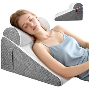 Aofesel Cuscino a Cuneo per Letto, Cuscino Antireflusso Adulti con Supporto per la Schiena, Ergonomico Cuscino Triangolare per il Supporto di Schiena, Gambe e Ginocchia, Reflusso Acido (Senza memory foam)