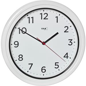 TFA Dostmann Orologio da parete per esterni impermeabile, 60.3078, analogico, resistente ai raggi UV, al quarzo, per piscina, terrazza, giardino, balcone, diametro 30,5 cm, bianco