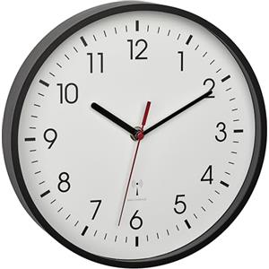 TFA Dostmann Orologio analogico da parete, 60.3550.01, display praezise, classico, analogico, copertura in vetro, per sala d'attesa, casa, facile lettura, 245 x 42 x 245 mm, nero