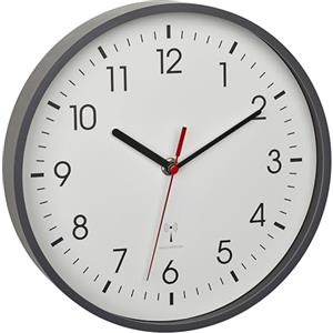 TFA Dostmann Orologio da parete analogico radiocontrollato 60.3550.10 di alta precisione, elegante, analogico, copertura in vetro, per ufficio, casa, regalo, 245 x 42 x 245 mm, grigio