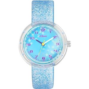 s.Oliver Orologio da polso Ragazze Bambini Orologio al quarzo Analogico, con Cinturino in ecopelle, blu, impermeabile, fornito in confezione regalo, 2037720