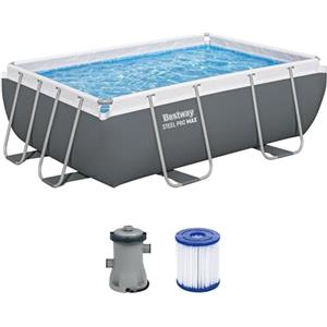 Bestway 56629-7 Set piscina fuori terra Steel Pro MAX - 2,82 m x 1,96 m x 84 cm, grigio