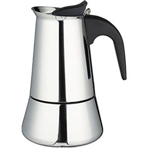 Café Olé Stovetop SEM-12 - Caffettiera per caffè espresso, in acciaio inox, 12 tazze, compatibile con fornelli a induzione, ceramica, gas ed elettrici, colore: argento