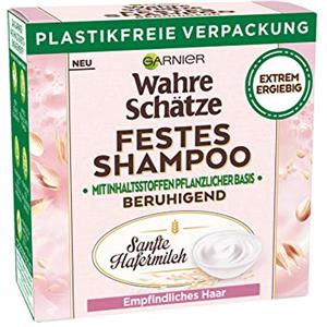 Garnier Shampoo solido latte d'avena delicato con latte d'avena lenitivo, per capelli sensibili, formula biodegradabile, vegana, veri tesori, 1 pezzo