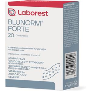 URIACH ITALY Blunorm Forte - Integratore alimentare con Diosmina, Vitis vinifera, Ginkgo biloba, Vitamine B e Selenio - 20 Compresse