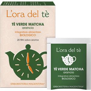 Erboristeria Magentina Tè Verde Matcha Bio all'Arancio - 20 Filtri da 30 g, Drenante e Antiossidante