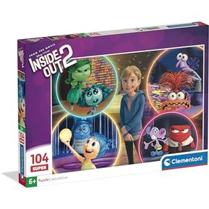 Clementoni - Puzzle per Bambini 104 Pezzi Supercolor, per Bambini 6+ Anni, Illustrazione con Personaggi dal Cartone Disney Inside Out 2, Idea Regalo, Made in Italy, 38x27 cm, 25066