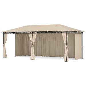 blumfeldt Mondo - Gazebo 3x6m, Struttura in Acciaio, con Tende, Resistente alle Intemperie, Gazebo da Giardino, Beige