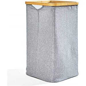 bambuswald© Cesto della Biancheria Pieghevole, con Anello in Bambù Ecologico, Cesta per la Panni, ca. 50x32 cm & 50 L