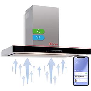 Klarstein Cappa Aspirante 90 cm, Cappa Cucina 90 cm con Filtro, Cappa Cucina in Alluminio Lavabile in Lavastoviglie, Cappa Incasso con Flusso d'Aria 577m³/h, LED, Cappa Filtrante con Touch Control
