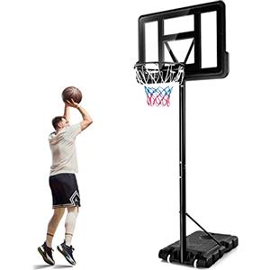 COSTWAY Canestro da Basket Portatile per Adulti, Canestro Basket Regolabile in Altezza 1,3M-3,05M con Ruote Tabellone Infrangibile e Retina Durevole, Adatto a Interno Esterno, Nero
