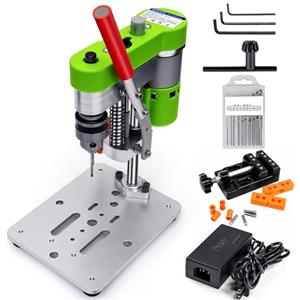 BERXOL Mini trapano a pressione, trapano da banco, trapano elettrico portatile, motore CNC 795, mandrino B10, punta da trapano e morsetto per legno, metallo, gioielli fai da te e altri progetti fai da