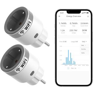 SONOFF S60TPF 2PCS Presa Smart 16A 2.4G WIFI Intelligente Smart Plug with Timer, Power Statistics, Overload Protection, Voice Control, Compatible with Alexa, Google Home