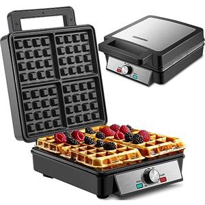 Steinborg XXL 4 piastre per waffle | 1200 Watt | Macchina per cialde | Piastre per panini | Tostapane per waffle | Waffle maker | Grill elettrico | XXL Wafflemaker | Piastra per waffle | Macchina per waffle