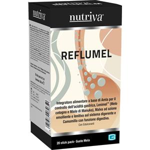 Nutriva Reflumel - Integratore Alimentare con Melo Cotogno, Miele di Manuka, Amla, Malva, Camomilla e Acacia - 20 Stick Pack da 10ml