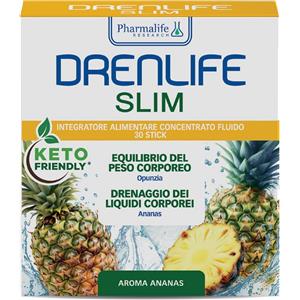 Pharmalife Research Drenlife Slim - Integratore Drenante in Stick con Aroma Ananas, 30 Stick da 10 ml