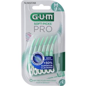 SUNSTAR GUM Soft Picks Pro Medium - Scovolino Interdentale in Gomma con Setole Morbide, 12 Pezzi