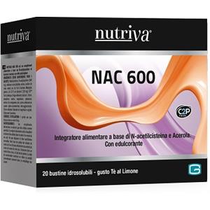 Nutriva NAC 600 - Integratore Antiossidante con N-acetilcisteina e Acerola, 20 Bustine