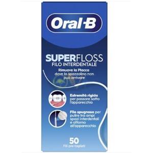 Oral-B SuperFloss Filo Interdentale 50 Fili Pre-Tagliati - Pulizia Profonda per Apparecchi Ortodontici e Ponti