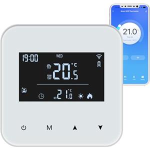 Vaconoff Termostato Caldaia 2 Fili, Cronotermostato Wifi A Batteria Termostato Smart Digitale Regolatore Di Temperatura Di Programmazione Giornaliera Per Caldaia A Gas Batteria 3AAA, Montata A Parete