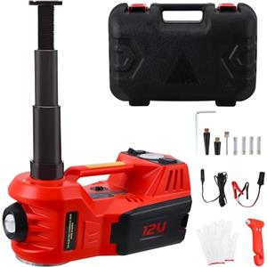 Haedswer Cric Elettrico per Auto 5T, 12V Martinetto per Auto Elettrica 150-450mm, con pompa gonfiabile e luce LED, 4 in 1 Martinetto Idraulico per Auto, SUV, Camion, Cambio Gomme