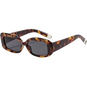 LJCZKA Retrò Occhiali da Sole Rettangolari per Donna Uomo,Occhiali da Sole Occhio di Gatto Piccoli Quadrati Moda Y2K Vintage Anni 90 Protezione UV400 (Leopardo Nero)