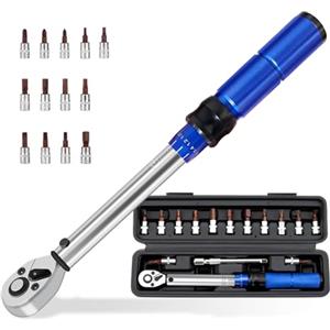 Guakiili Set di chiavi dinamometriche per bicicletta da 15 pezzi, 1/4" 2-24 Nm, chiave a brugola a doppio senso, chiave a bussola preimpostata, Torque Wrench con custodia