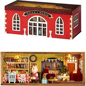 CUTEROOM Kit in miniatura per bambole in legno fai da te per la casa, modello e tutti i mobili (Bella's House)