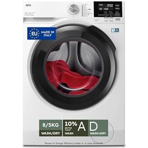 AEG Lavasciuga Kombi LWR7G856OB Serie 7000, 8 kg Lavaggio e 5 kg Asciugatura, Tecnologia ProSteam, DualSense, PreciseLoad, Silent System Plus, Vapore Refresh, 847x597x576 Bianco, Classe D
