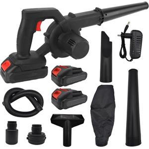 AKIZA Soffiatore Aspiratore 2 in 1 48V Senza Fili con Doppia Batteria, Elettrico Potente e Leggero per Giardino, Terrazza e Garage