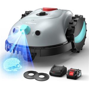 YARDCARE V100 Robot Tagliaerba a Batteria con Navigazione Visiva, Rilevamento di 150 Ostacoli, Robot Tosaerba Elettrico Fino a 150 m², Robot Tosaerba Eelettrico con Strisciamagnetica, Lame di Ricambio
