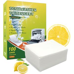 Horuili® 100 Pastiglie per Lavastoviglie - Senza Plastica e Senza Chimici, Pulizia Potente contro Grasso e Calcare, Solubili Rapidamente, Senza Residui, Profumo di Limone