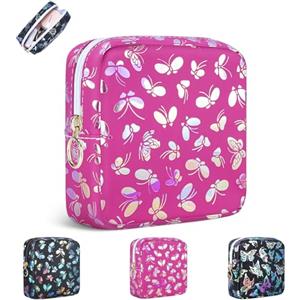 Playexen Trousse Trucchi Donna Ragazza Piccola Pochette Portatrucchi Beauty Case Piccolo da Viaggio in Pelle PU per Porta Cosmetica Trucco Mini Borsetta Portatile Impermeabile Idee Regalo Compleanno(Rosa)