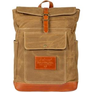 Avirex, Zaino Camp, in Tela Cerata con Pelle, Impermeabile. Stile vintage. Per lavoro e per outdoor. Porta pc 15" 6. Stile Vintage. Disponibile in Beige Desert e Verde Kaki (Beige Desert)